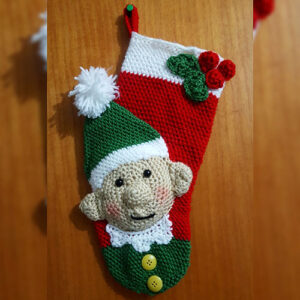 Calza Befana all´uncinetto con Amigurumi Elfo